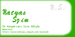 matyas szim business card